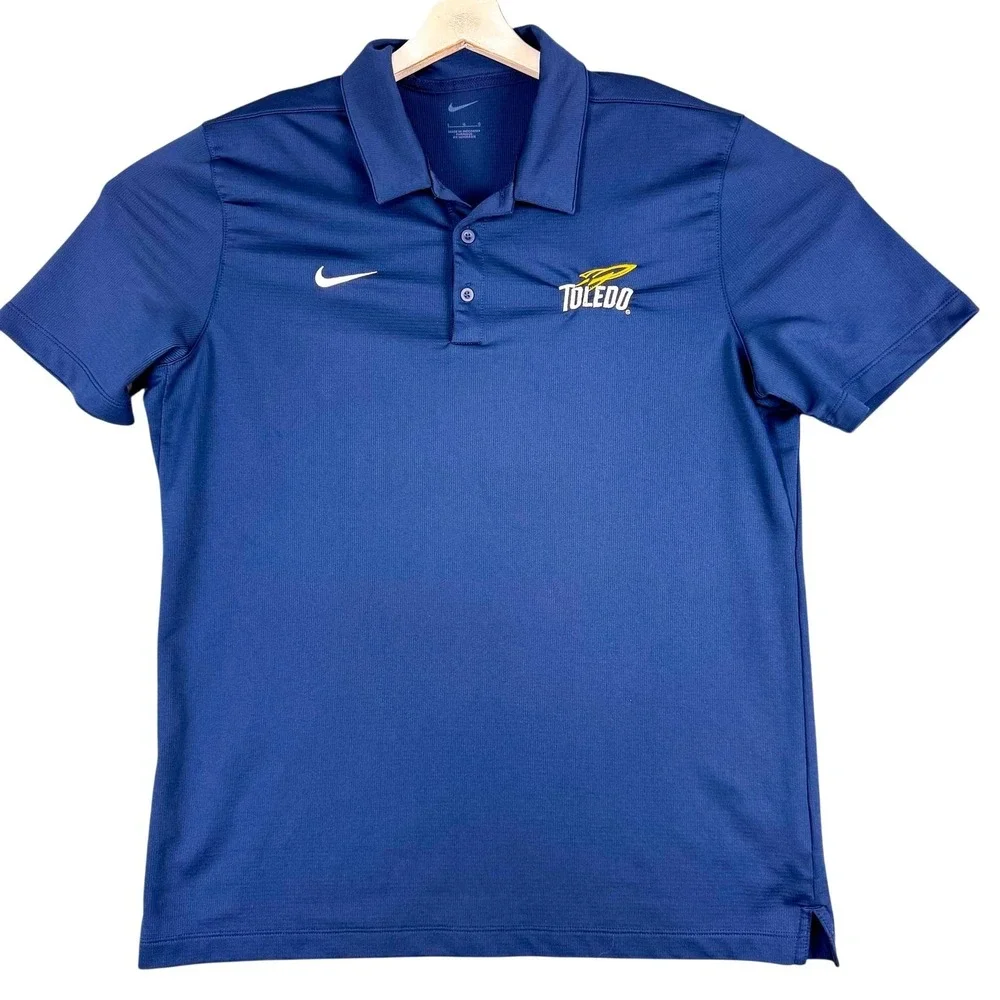 Toledo Rockets Polo Shirt Mens Large Blue NCAA‎ Football Nike Golf Performance